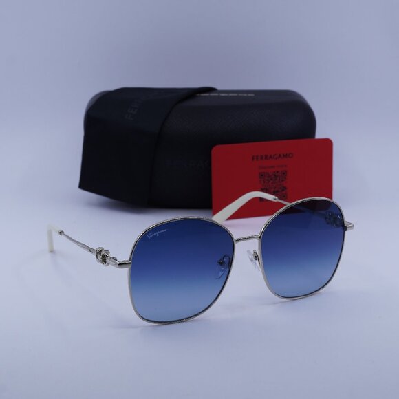 Salvatore Ferragamo SF297S 743 Round Sunglasses - Gold/Blue Gradient - Picture 1 of 9